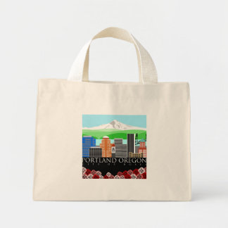 Bolsa Tote Mini Portland Oregon Skyline com Monte Hood