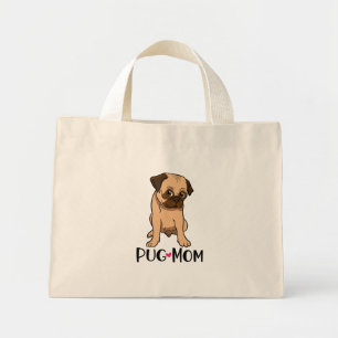 Bolsa Tote Mini Presente de Mãe de Pug Fofo, Cachorro de Desenho A