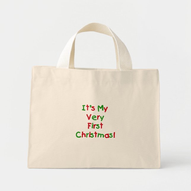 Bolsa Tote Mini Primeiros Camisetas e presentes de Natal (Frente)