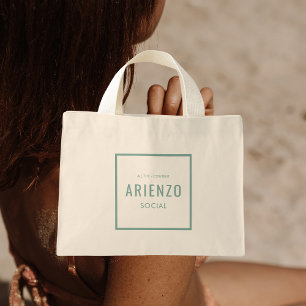 Bolsa Tote Mini Promocional do Influenciador de Mídia Social Teal