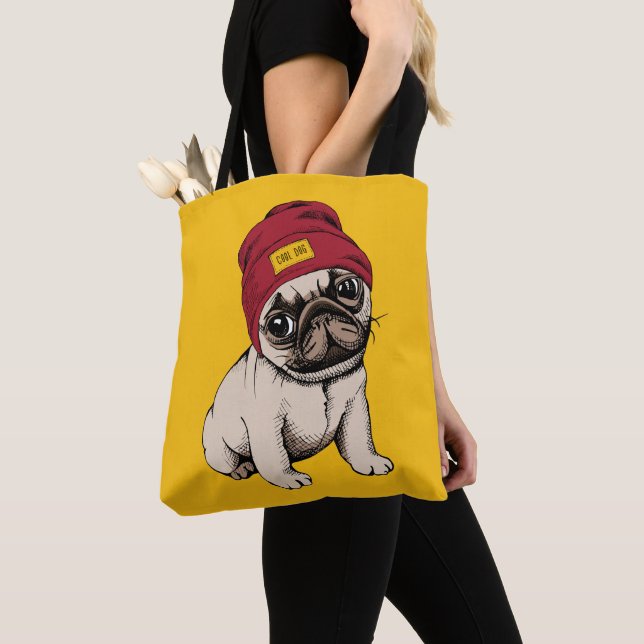 Bolsa Tote Mini Pug do hipster do filhote de cachorro (Close Up)