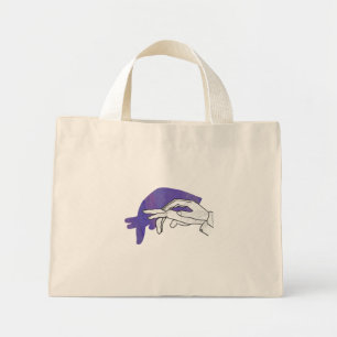 Bolsa Tote Mini Púrpura de Anteatro de Silhueta de Mão