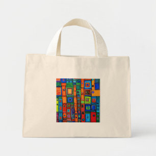 Bolsa Tote Mini Quadrados com Cores Vibrantes