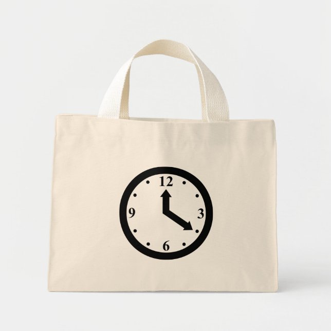 Bolsa Tote Mini Relógio Preto (Frente)