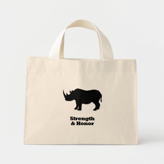 Bolsa Tote Mini Rhino Resiste E Honra Negra (Frente)