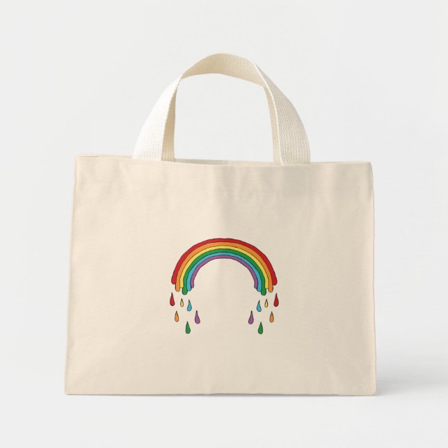 Bolsa Tote Mini Rotação do Arco-Íris (Frente)