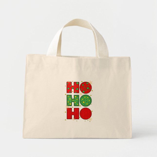 Bolsa Tote Mini Saca de Natal HO HO HO Miniatura (Frente)