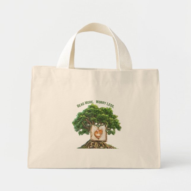 Bolsa Tote Mini Saca Tote Leia Mais, Preocupe Menos (Frente)