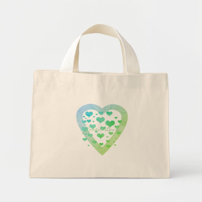 Bolsa Tote Mini Saco de Amor Verde Orgânico (Frente)