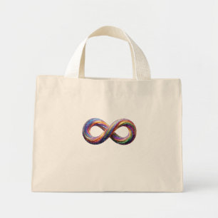 Bolsa Tote Mini Saco de Compras com Símbolo de Infinito Arco-íris