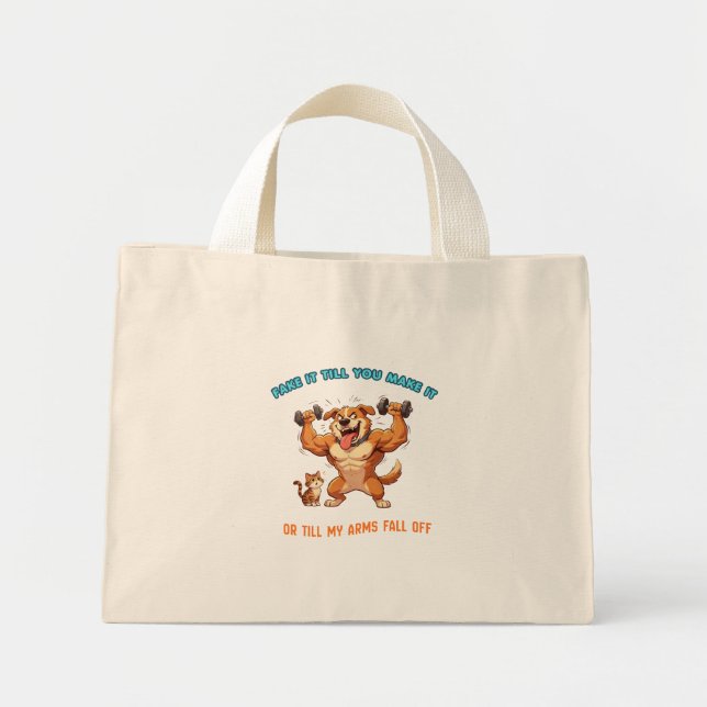 Bolsa Tote Mini Saco de ginásio engraçado 'Faça de Conta Até Conse (Frente)