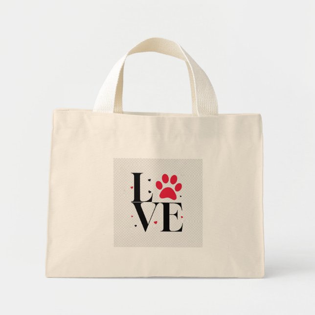 Bolsa Tote Mini Saco de mão com impressão de pata de amor – Acessó (Frente)