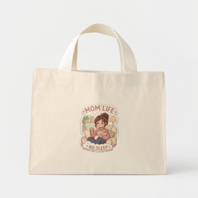 Bolsa Tote Mini Saco de mão da vida de mãe sem sono (Frente)