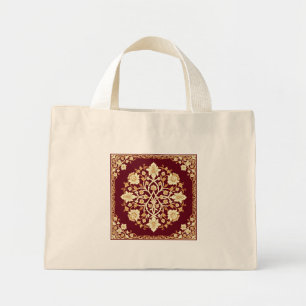 Bolsa Tote Mini Saco de mão floral arabesco crimson