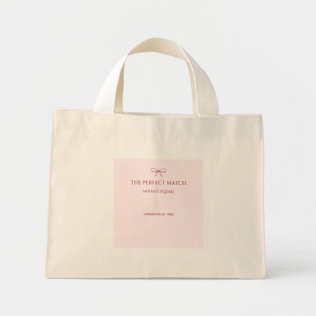 Bolsa Tote Mini Saco de mão rosa chique para presente de madrinha (Frente)