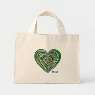 Bolsa Tote Mini Saco de Tota de Coração Multicolorida