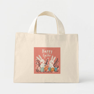 Bolsa Tote Mini Saco de Tota de Ilustração Coelhada de Dois Coelho