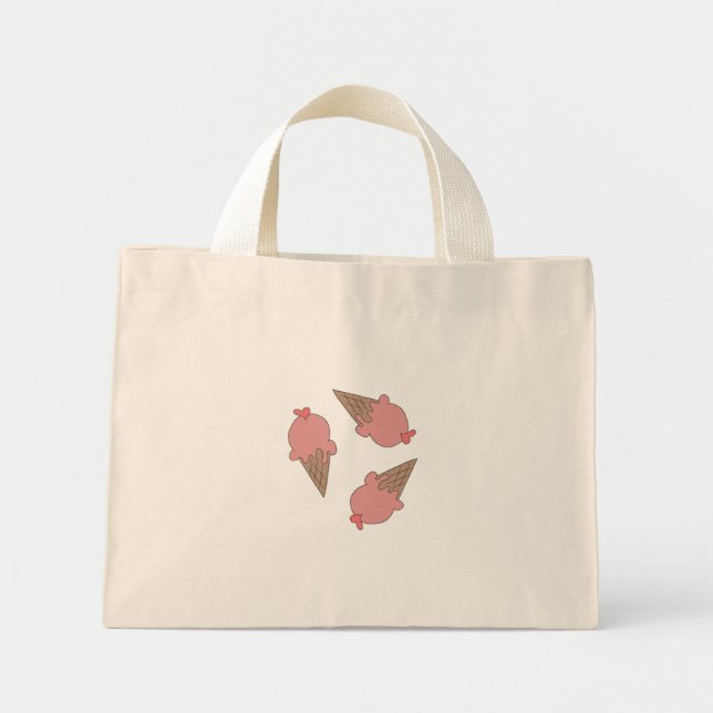 Bolsa Tote Mini saco de tote com design de sorvete (Frente)