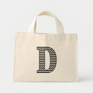 Bolsa Tote Mini Saco de Tote "D" Monograma Preto e Branco.