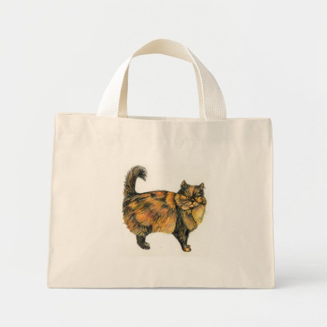 Bolsa Tote Mini Saco de Tote de Gato Castanho (Frente)