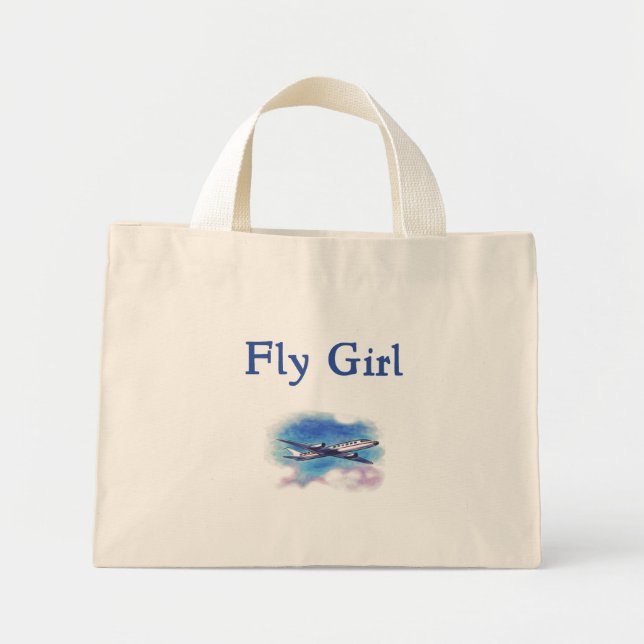 Bolsa Tote Mini Saco do Atendedor de Voo da Garota de Voo (Frente)