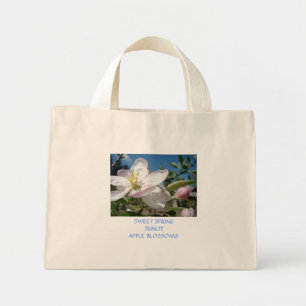 BOLSA TOTE MINI SACOLA TOTE DE FLORES DE MACIEIRA DE LONA BOLSAS D