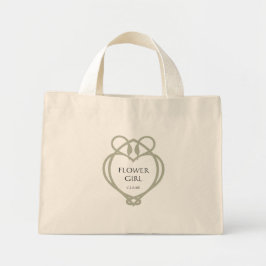 Bolsa Tote Mini Sage Green Irish Swan Love Knot Flower Girl Name