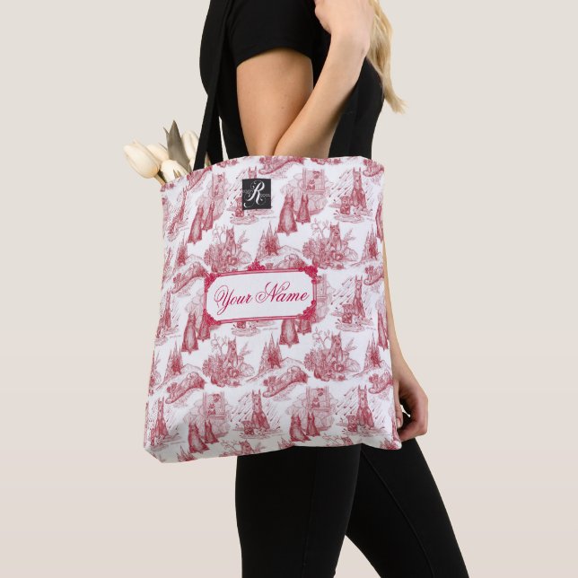 Bolsa Tote MINI SCHNAUZER Terrier Red Toile w/Nome Personaliz (Close Up)