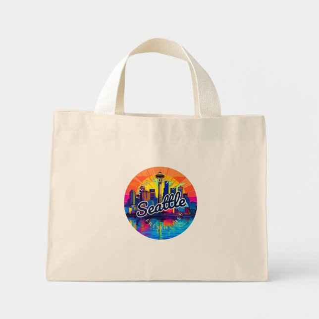 Bolsa Tote Mini Seattle Skyline Stroke (Frente)