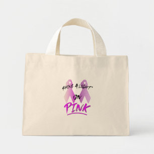 Bolsa Tote Mini Sensibilização para o Cancer da Mama: Ilumine a Lu