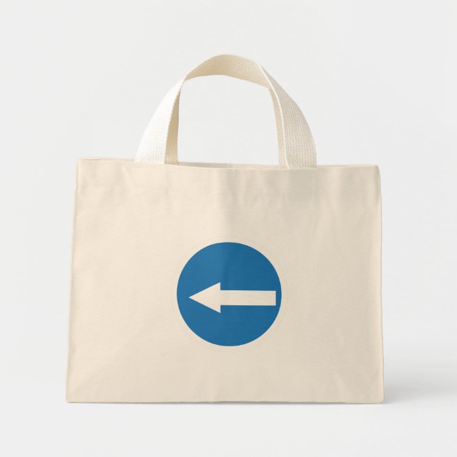 Bolsa Tote Mini Seta para a esquerda azul | Sinal rodoviário | Sac (Frente)