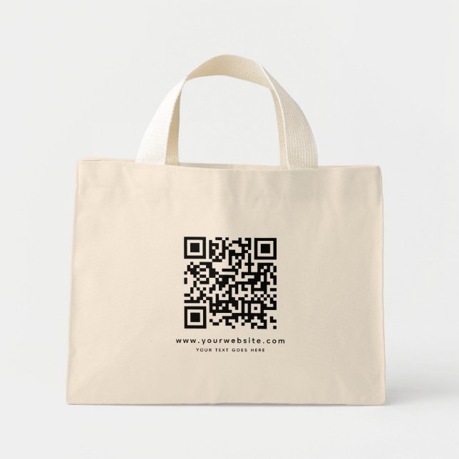 Bolsa Tote Mini Seu endereço do site de código QR Carregar logotip (Frente)