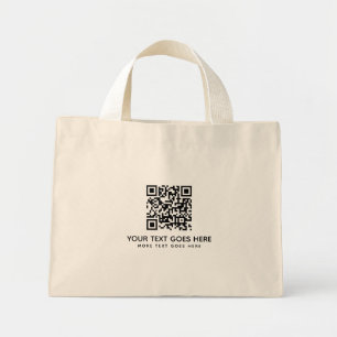 Bolsa Tote Mini Seu logotipo de empresa aqui Código QR Impressão