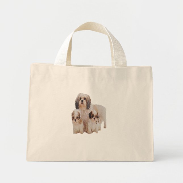 Bolsa Tote Mini Shh tsu cachorrinhos (Frente)