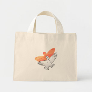 Bolsa Tote Mini Silhueta Da Mão De Águia Laranja