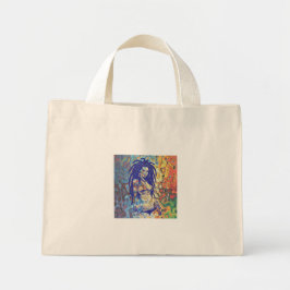 Bolsa Tote Mini Silhueta velha de uma mulher com dreadlocks.