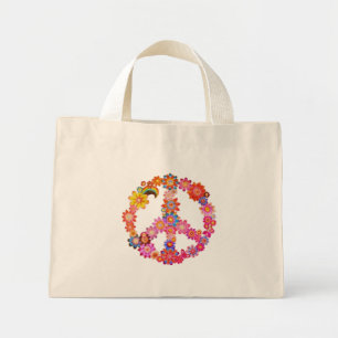Bolsa Tote Mini Sinal de Flor Laranja Pequeno Sinal de Paz Saco