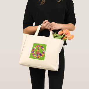 Bolsa Tote Mini Sinal de Paz - Corte Floral no Verde limão