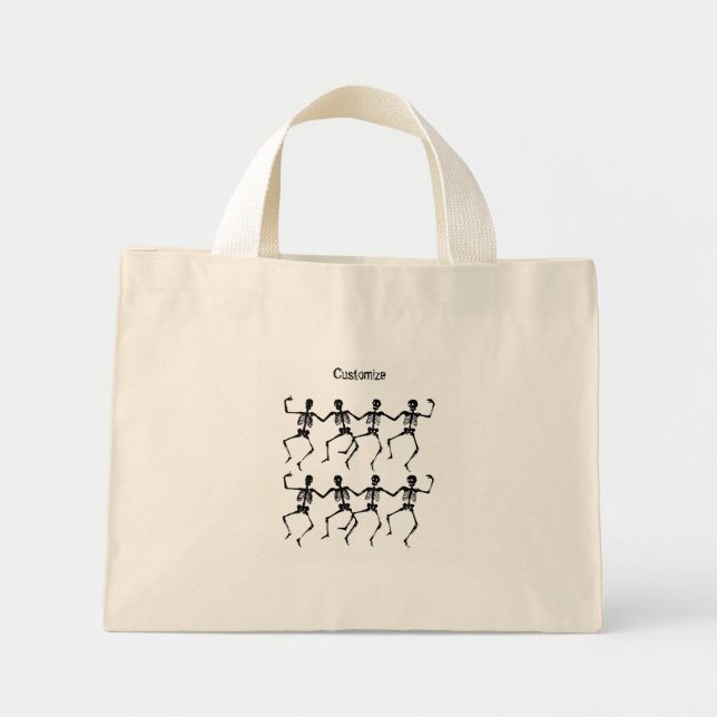 Bolsa Tote Mini Skeletons Dançando Halloween Thunder_Cove (Frente)