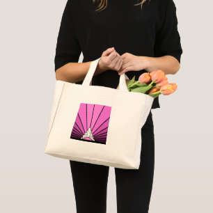 Bolsa Tote Mini Sol de arte deco cor-de-rosa Tote Bag