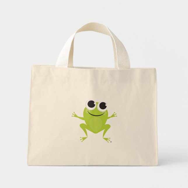 Bolsa Tote Mini Sorrindo, Pulando, Sapo Verde Saco De Tote (Frente)