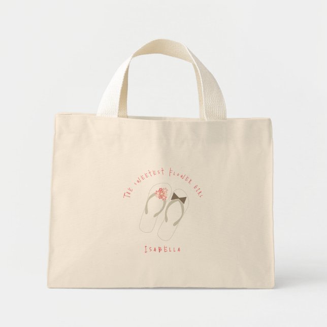 Bolsa Tote Mini Sra & Sr Chinelos Flores Saco de Praia para Casame (Frente)