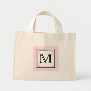 Bolsa Tote Mini Sua Carta. Monograma Personalizado. Branco preto r