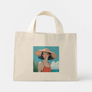 Bolsa Tote Mini Summer Beach Girl Anime Tiny Tote Bag
