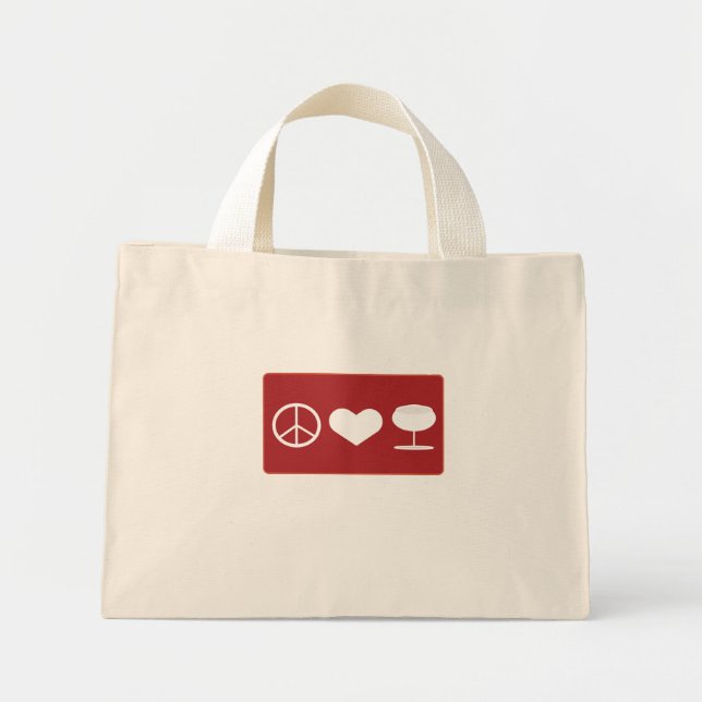 Bolsa Tote Mini T-Shirt De Vinho Com Amor De Paz (Frente)