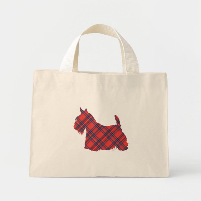 Bolsa Tote Mini Tartan Stewart do Terrier Escocês (Frente)