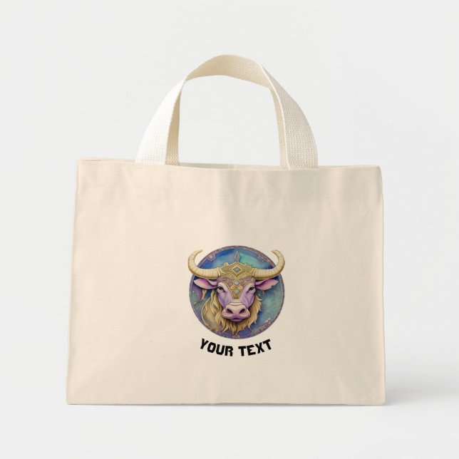 Bolsa Tote Mini Taurus Zodiac Personalizado (Frente)