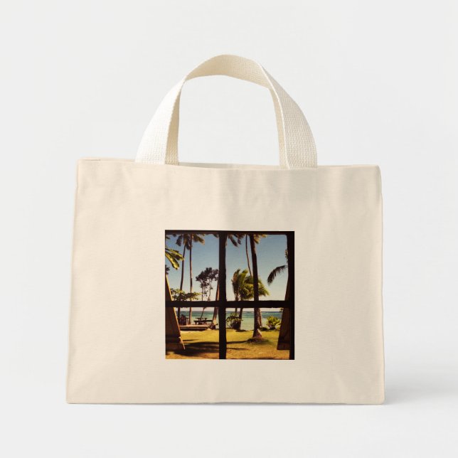 Bolsa Tote Mini Tcna de cena de praia tropical de Fiji (Frente)