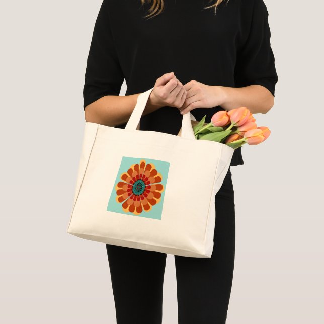 Bolsa Tote Mini Terracotta & Teal Flower (Frente (produto))