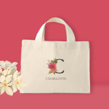 Tote Mini Monogramada Floral Moderna Personalizáve